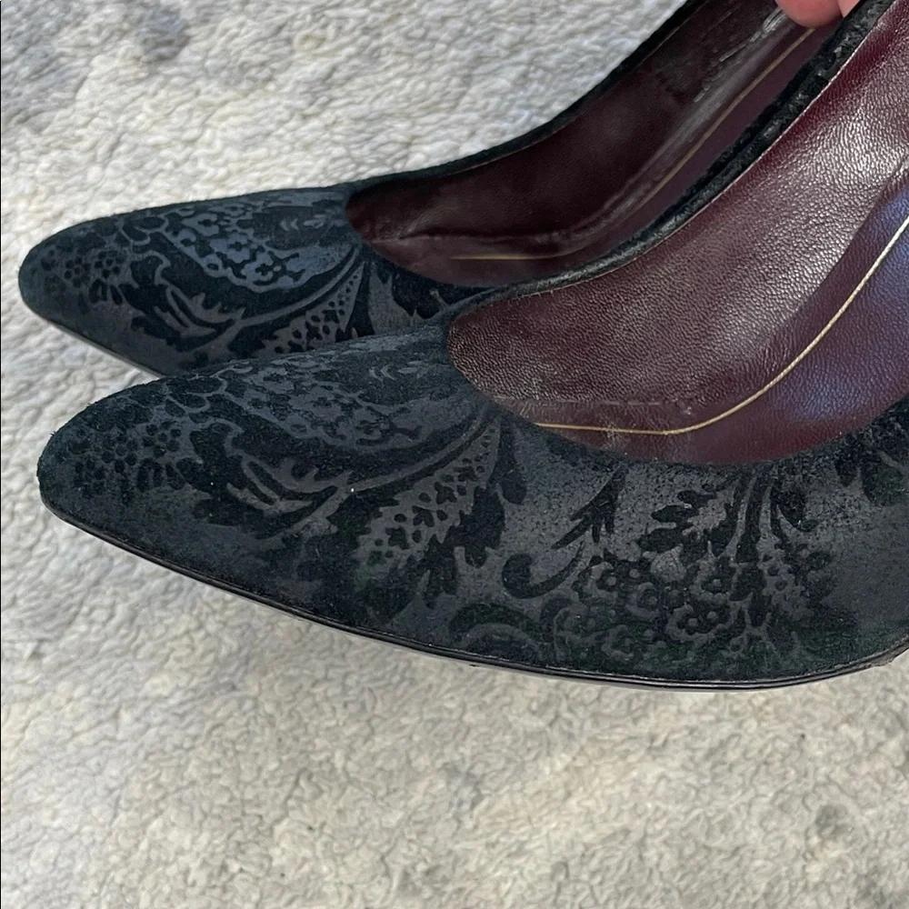 Gucci Noah Embossed Floral Brocade Pumps Stiletto Pointed Toe Sz 37.5 - Picture 11 of 15